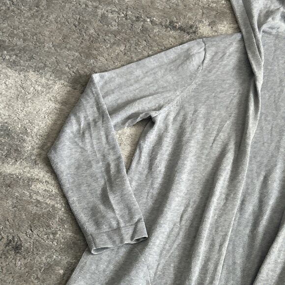 Eileen Fisher Cardigan Sweater Womens Medium Open Hooded Organic Cotton Longline - Picture 5 of 7